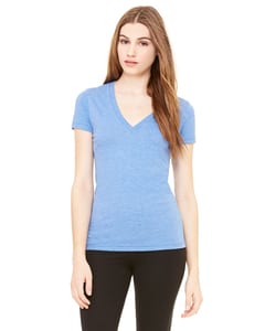 Bella+Canvas 8435 - Ladies Triblend Short-Sleeve Deep V-Neck T-Shirt Athletic Blue Triblend