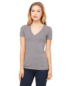 Bella+Canvas 8435 - Ladies Triblend Short-Sleeve Deep V-Neck T-Shirt Grey Triblend
