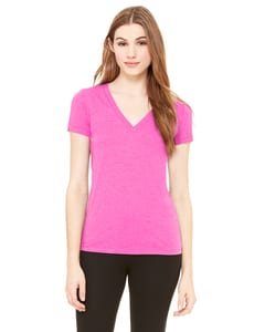 Bella+Canvas 8435 - Ladies Triblend Short-Sleeve Deep V-Neck T-Shirt Berry Triblend