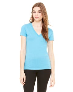 Bella+Canvas 8435 - Ladies Triblend Short-Sleeve Deep V-Neck T-Shirt Aqua Triblend