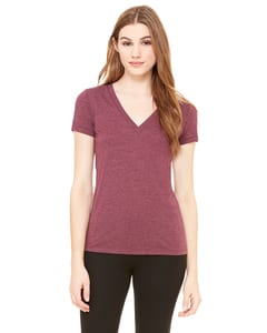 Bella+Canvas 8435 - Ladies Triblend Short-Sleeve Deep V-Neck T-Shirt Maroon Triblend