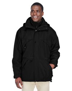 Ash City North End 88007 - Men's 3-In-1 Techno Series Parka With Dobby Trim Black
