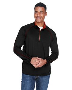 Ash City North End 88187 - Radar Men's Half-Zip Performance Long Sleeve Top   Black W/Classic Red