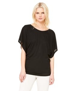 Bella+Canvas 8821 - Ladies Flowy Draped Sleeve Dolman T-Shirt Black