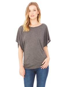 Bella+Canvas 8821 - Ladies Flowy Draped Sleeve Dolman T-Shirt Dark Grey Heather