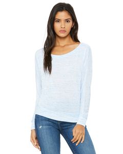 Bella+Canvas 8850 - Ladies Long-Sleeve Off Shoulder T-shirt Blue Marble