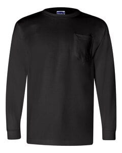 Bayside 3055 - Union-Made Long Sleeve T-Shirt with a Pocket Black