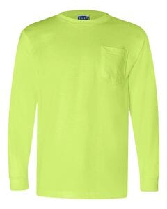 Bayside 3055 - Union-Made Long Sleeve T-Shirt with a Pocket Lime Green