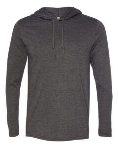 Anvil 987 - Lightweight Long Sleeve Hooded T-Shirt Heather Dark Grey/ Dark Grey