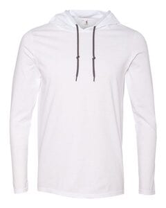 Anvil 987 - Lightweight Long Sleeve Hooded T-Shirt White/ Dark Grey