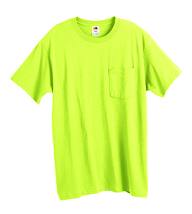 Fruit of the Loom 3930PR - Heavy Cotton HD™ T-Shirt with a Left Chest Pocket Safety Green