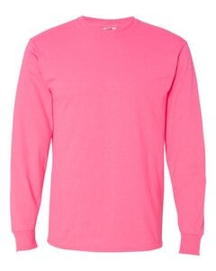 Fruit of the Loom 4930R - Heavy Cotton Long Sleeve T-Shirt Neon Pink