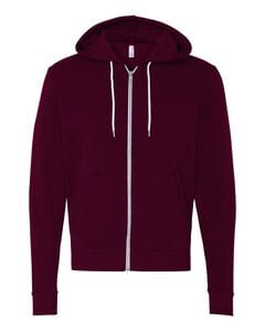 Bella+Canvas 3739 - Unisex Full-Zip Hooded Sweatshirt Maroon