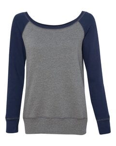 Bella+Canvas 7501 - Ladies' Triblend Wideneck Sweatshirt Deep Heather/ Navy