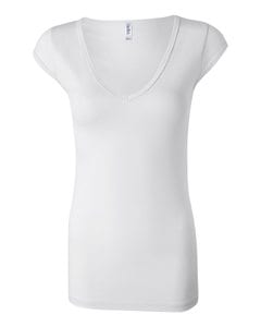 Bella+Canvas 8705 - Ladies Sheer Mini Rib Cap Sleeve V-Neck T-Shirt