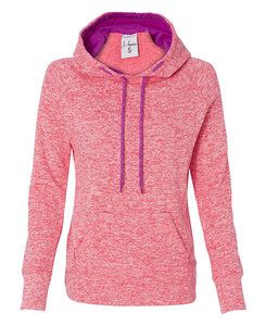 J. America 8616 - Ladies Cosmic Poly Contrast Hooded Pullover Sweatshirt