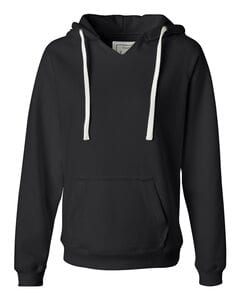 J. America 8836 - Ladies' Sueded V-Neck Hooded Sweatshirt Black