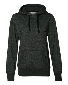 J. America 8860 - Ladies' Glitter French Terry Hooded Pullover Black