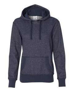 J. America 8860 - Ladies' Glitter French Terry Hooded Pullover Navy