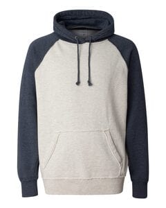 J. America 8885 - Vintage Heather Hooded Sweatshirt Oatmeal Heather/ Vintage Navy Heather