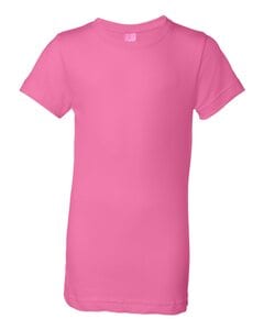 LAT 2616 - Girls' Fine Jersey Longer Length T-Shirt Raspberry