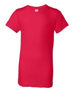 LAT 2616 - Girls' Fine Jersey Longer Length T-Shirt Red