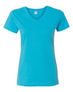 LAT 3507 - Ladies' Fine Jersey V-NeckT-Shirt Aqua