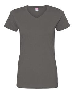 LAT 3507 - Ladies' Fine Jersey V-NeckT-Shirt Charcoal
