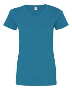 LAT 3507 - Ladies' Fine Jersey V-NeckT-Shirt Cobalt