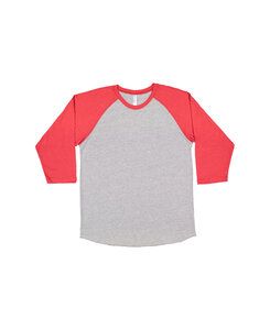 LAT 6930 - Vintage Fine Jersey Three-Quarter Sleeve Baseball T-Shirt Vintage Heather/ Vintage Red