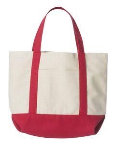 Liberty Bags 8867 - Seaside Small Cotton Canvas Boater Tote Red