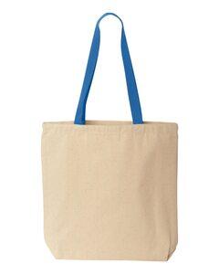 Liberty Bags 8868 - Gusseted 10 Ounce Natural Tote with Colored Handle Natural/ Royal