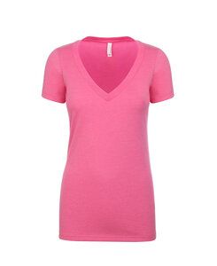 Next Level 6640 - Ladies' CVC Deep V Hot Pink