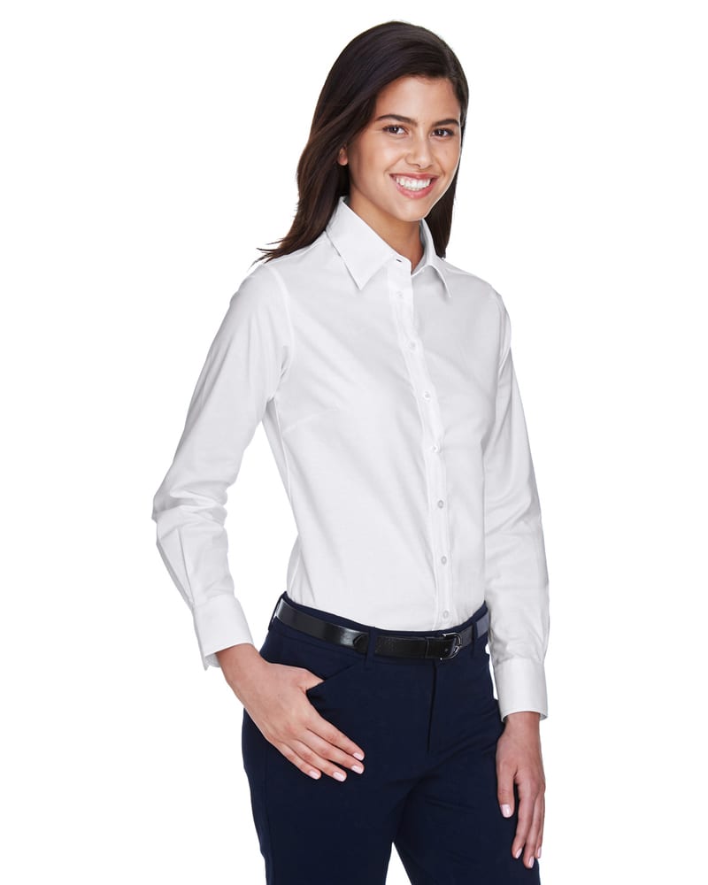 Harriton M600W - Ladies Long-Sleeve Oxford with Stain-Release