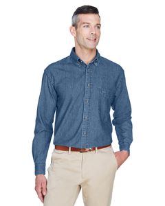 Harriton M550 - Men's 6.5 oz. Long-Sleeve Denim Shirt Light Denim