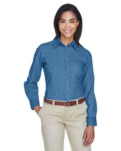 Harriton M550W - Ladies 6.5 oz. Long-Sleeve Denim Shirt