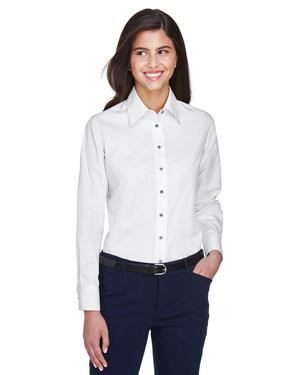 Harriton M500W - Ladies Easy Blend Long-Sleeve Twill Shirt with Stain-Release