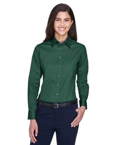 Harriton M500W - Ladies Easy Blend Long-Sleeve Twill Shirt with Stain-Release Hunter