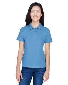 Harriton M200W - Ladies 6 oz. Ringspun Cotton Piqué Short-Sleeve Polo Lt College Blue