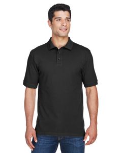 Harriton M200 - Men's 6 oz. Ringspun Cotton Piqué Short-Sleeve Polo Black