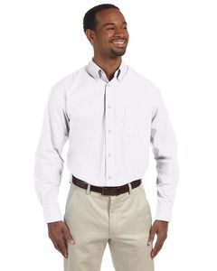 Harriton M510T - Men's Tall 3.1 oz. Essential Long-Sleeve Poplin White