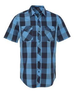 Burnside B9203 - Buffalo Plaid Short Sleeve Shirt Black/ Blue