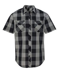 Burnside B9203 - Buffalo Plaid Short Sleeve Shirt Black/ Grey
