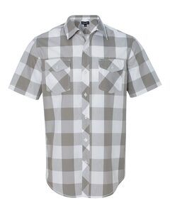 Burnside B9203 - Buffalo Plaid Short Sleeve Shirt Grey/ White