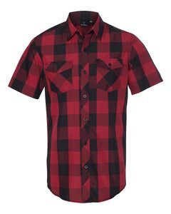 Burnside B9203 - Buffalo Plaid Short Sleeve Shirt Red/ Black