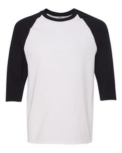 Gildan 5700 - Heavy Cotton Three-Quarter Raglan Sleeve T-Shirt White/ Black