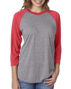 Next Level 6051 - Unisex Tri-Blend Three-Quarter Sleeve Raglan Tee Premium Heather/ Vintage Red