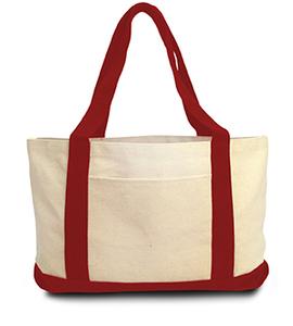 Liberty Bags 8869 - Leeward Boat Tote Natural/ Red