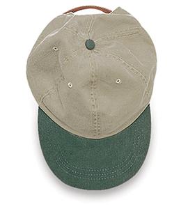 Adams LP102 - Optimum Khaki Crown Pigment Dyed Twill Cap Khaki/ Spruce Green