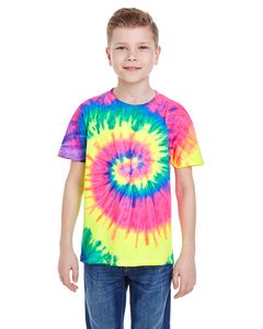 Colortone T1001Y - Multi Color Tie Dye Youth Tee Neon Rainbow